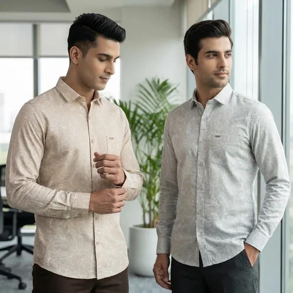 Kraze_Men'S_Premium_Formal_Shirt_With_Textured_Leaf_Pattern_-_Print_00235