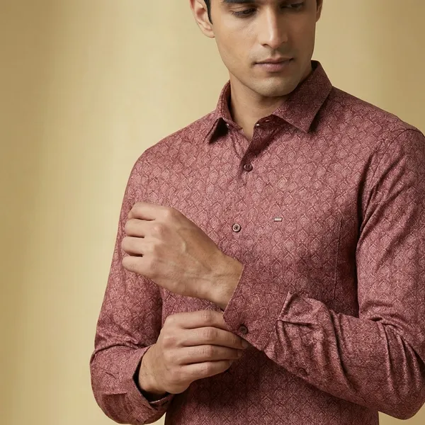 Kraze_Men'S_Pink_Printed_Full_Sleeve_Formal_Shirt