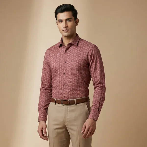 Kraze_Men'S_Pink_Printed_Full_Sleeve_Formal_Shirt