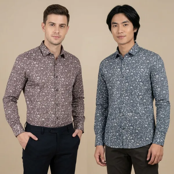 Kraze_Premium_Floral_Print_Formal_Shirts_For_Men_-_Pack_Of_2_(Brown_&_Blue)
