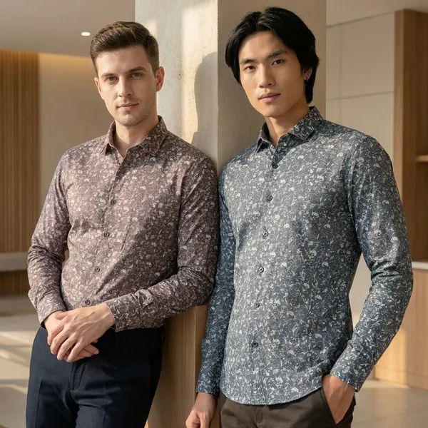 Kraze_Premium_Floral_Print_Formal_Shirts_For_Men_-_Pack_Of_2_(Brown_&_Blue)