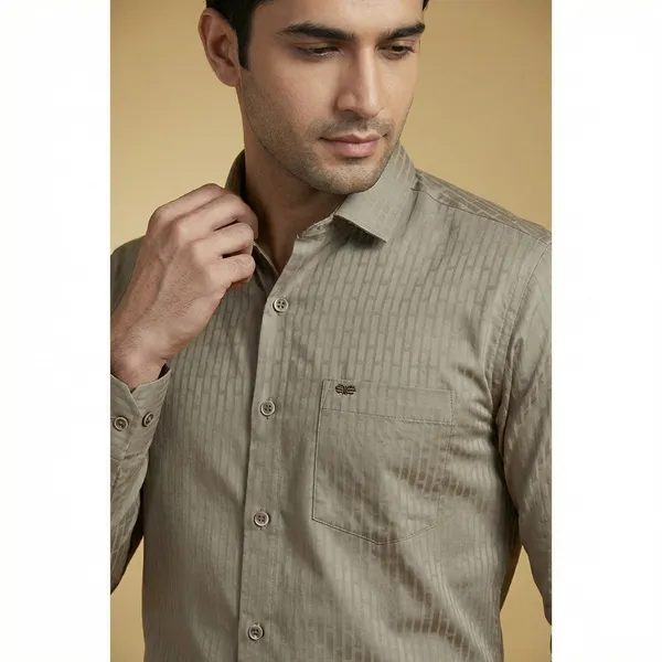 Kraze_Premium_Cotton_Formal_Shirt_For_Men_-_Full_Sleeves,_Checkered_Pattern,_Light_Grey