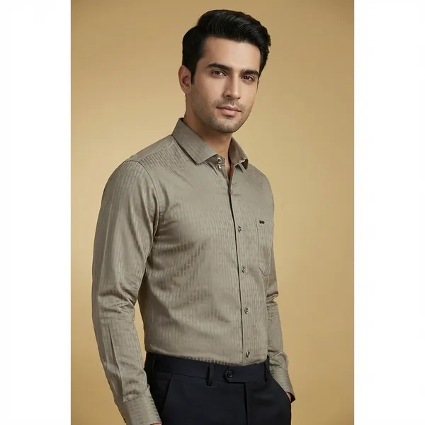 Kraze_Premium_Cotton_Formal_Shirt_For_Men_-_Full_Sleeves,_Checkered_Pattern,_Light_Grey