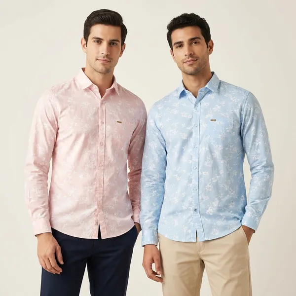 Kraze_Men'S_Formal_Printed_Shirt_-_Pack_Of_2_(Pink_&_Sky_Blue)