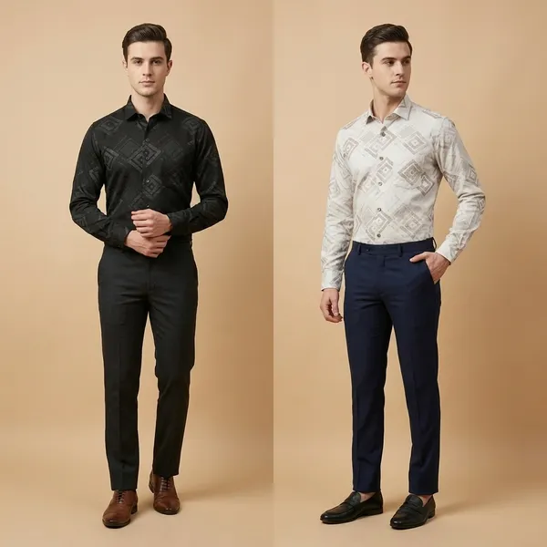 Kraze_Premium_Cotton_Dobby_Print_Formal_Shirts_-_Pack_Of_2_(Black_&_White)