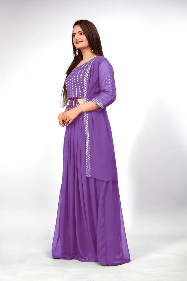 Lavender_Georgette_Embroidery_Work_Lehenga_Choli_With_Shrug_For_Women