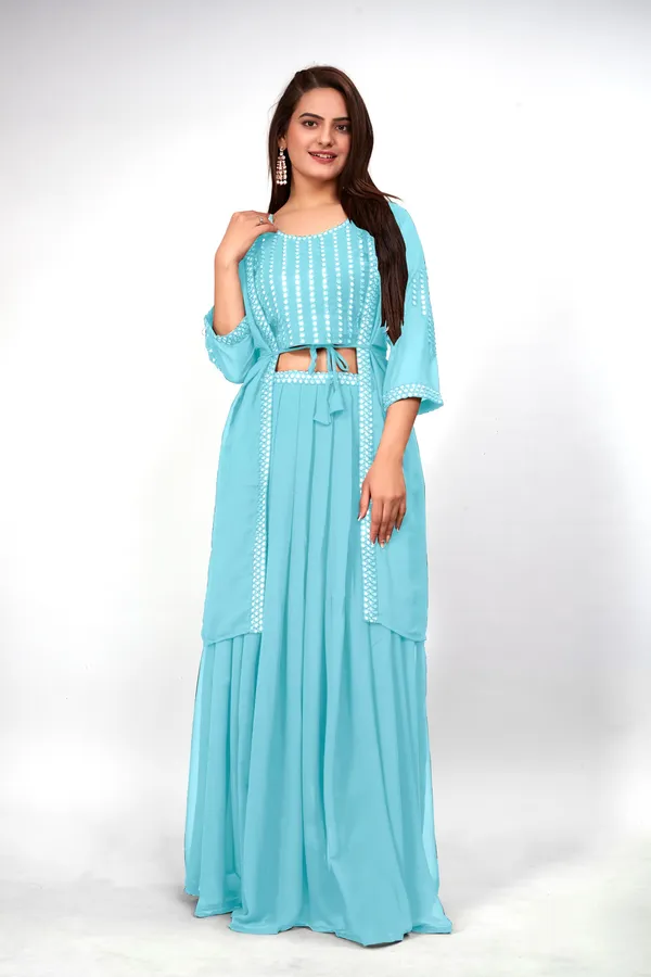 Sky_Blue_Georgette_Embroidery_Work_Lehenga_Choli_With_Shrug_For_Women