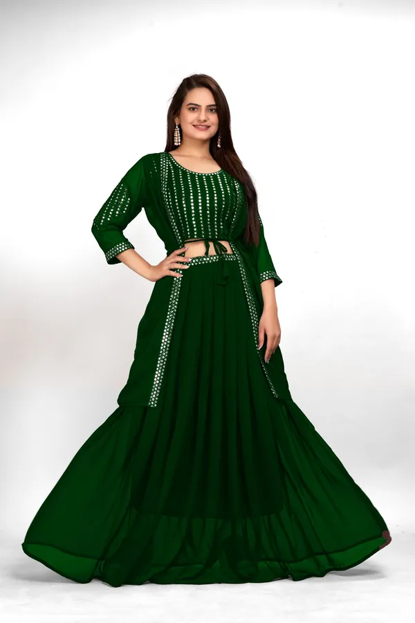 Green_and_Gajari_Georgette_Embroidery_Work_Lehenga_Choli_With_Shrug_For_Women_(Pack_of_2)