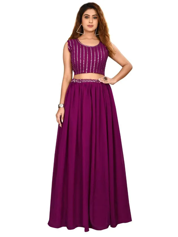Purple_Georgette_Embroidery_Work_Lehenga_Choli_With_Shrug_For_Women