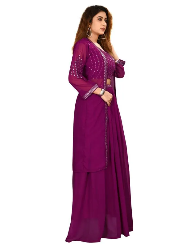 Purple_Georgette_Embroidery_Work_Lehenga_Choli_With_Shrug_For_Women