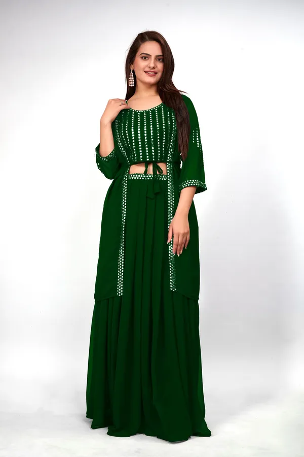 Green_and_Gajari_Georgette_Embroidery_Work_Lehenga_Choli_With_Shrug_For_Women_(Pack_of_2)