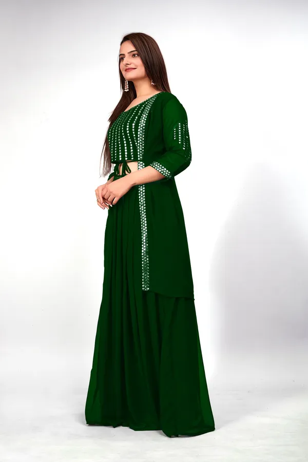 Green_and_Gajari_Georgette_Embroidery_Work_Lehenga_Choli_With_Shrug_For_Women_(Pack_of_2)