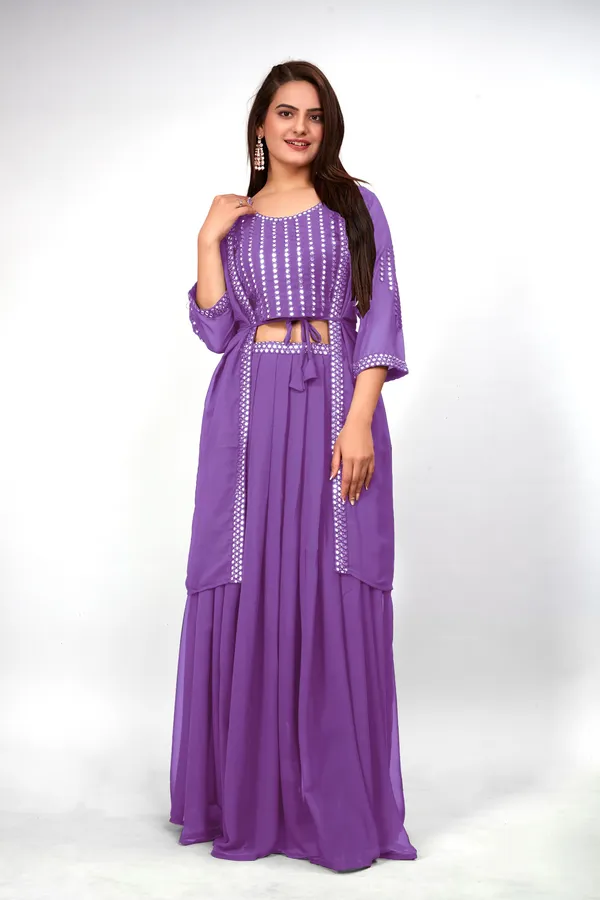 Lavender_Georgette_Embroidery_Work_Lehenga_Choli_With_Shrug_For_Women