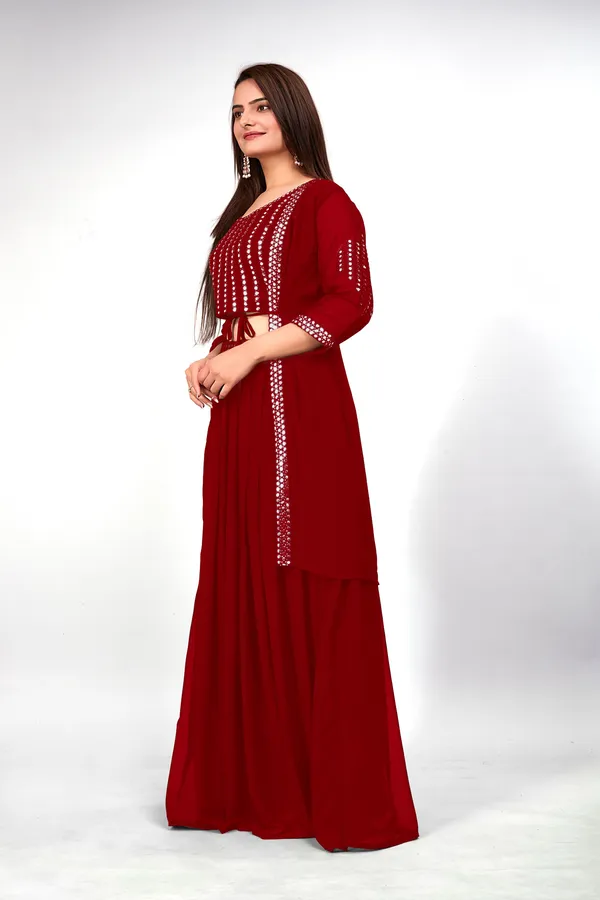 Morpich_and_Maroon_Georgette_Embroidery_Work_Lehenga_Choli_With_Shrug_For_Women_(Pack_of_2)