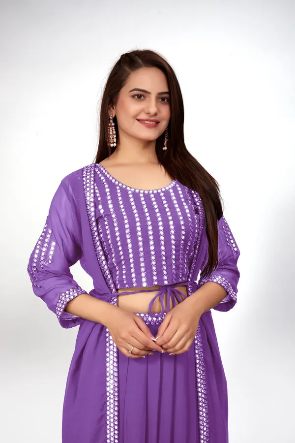 Lavender_Georgette_Embroidery_Work_Lehenga_Choli_With_Shrug_For_Women