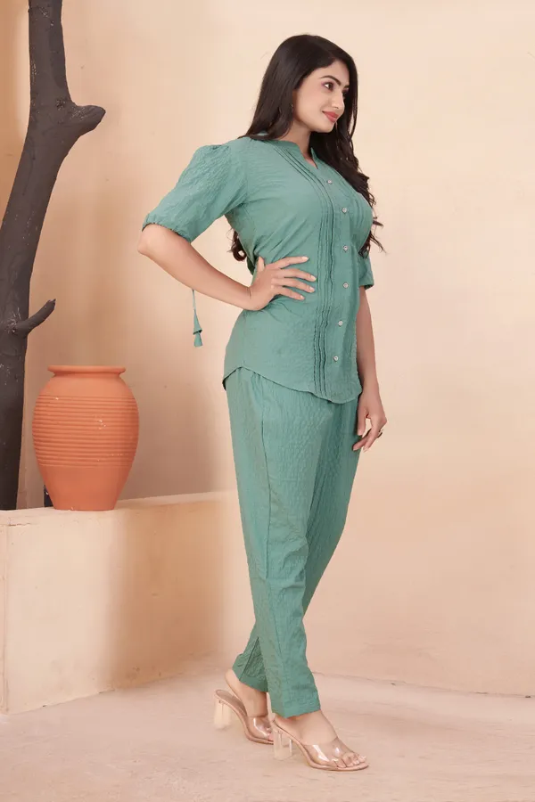 Pista_Textured_Fabric_Pintuck_Half_Sleeve_Top_&_Straight_Casual_Co-Ord_Set_For_Women