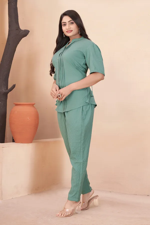 Pista_Textured_Fabric_Pintuck_Half_Sleeve_Top_&_Straight_Casual_Co-Ord_Set_For_Women