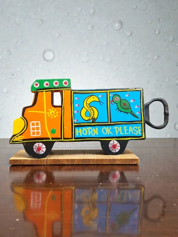 Hand-Painted_Wooden_Bottle_Opener_Cum_Fridge-magnet_Truck_Shape