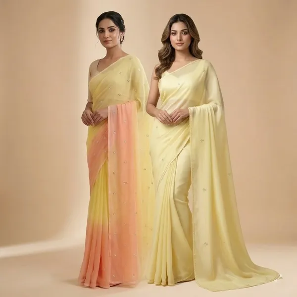 Yellow_And_Peach_Shiffon_Premium_Saree_For_Women