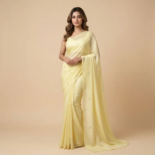 Yellow_And_Peach_Shiffon_Premium_Saree_For_Women