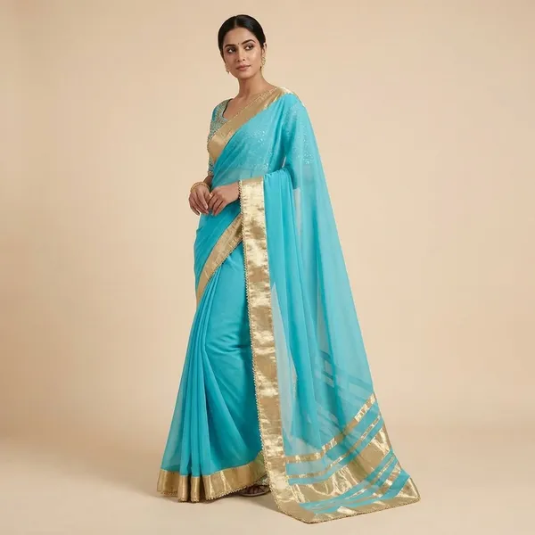 Blue_Georgette_Premium_Saree_For_Women