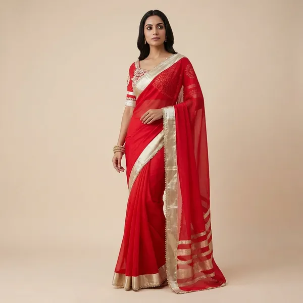 Red_Georgette_Premium_Saree_For_Women