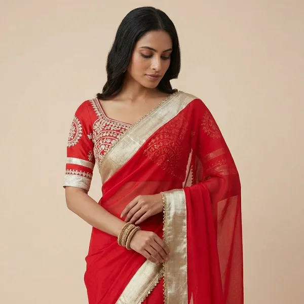 Red_Georgette_Premium_Saree_For_Women