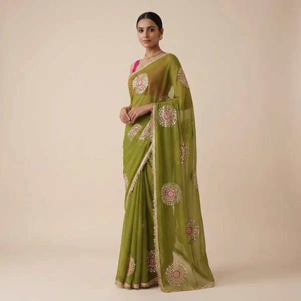 Light_Pink_And_Green_Shiffon_Premium_Saree_For_Women_Pack_Of_2