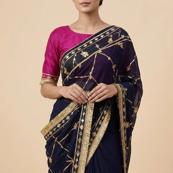 Navy_Blue_And_Blue_Shiffon_Premium_Saree_For_Women_Pack_Of_2