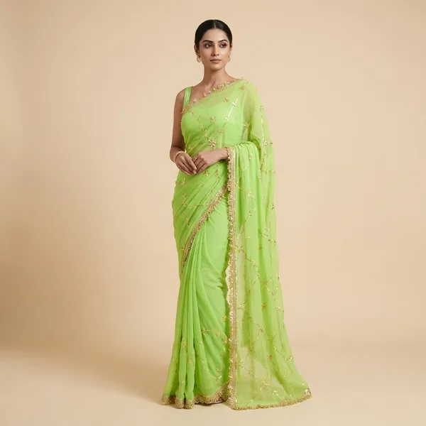 Green_Shiffon_Premium_Saree_For_Women