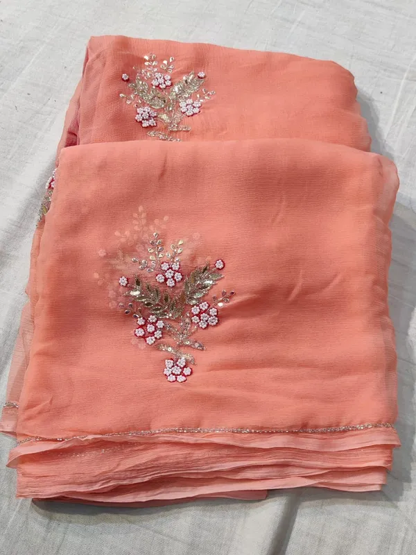Premium_Peach_Shiffon_saree