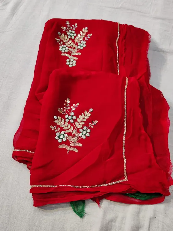 Premium_red_shiffon_saree