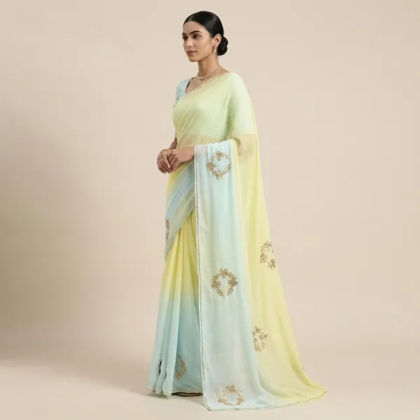 Yellow_And_Green_Shiffon_Premium_Saree_For_Women