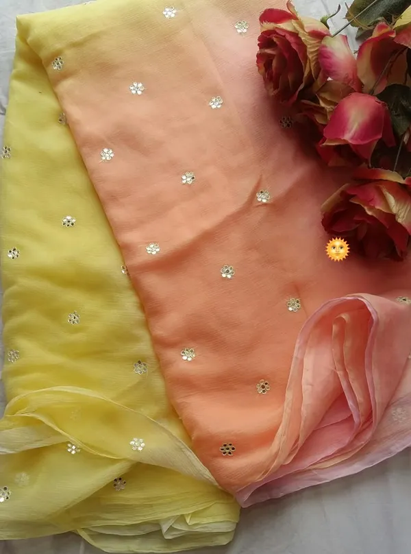 Yellow_And_Peach_Shiffon_Premium_Saree_For_Women
