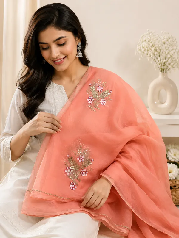 Premium_Peach_Shiffon_saree