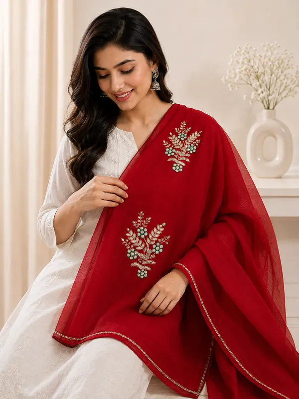 Premium_red_shiffon_saree