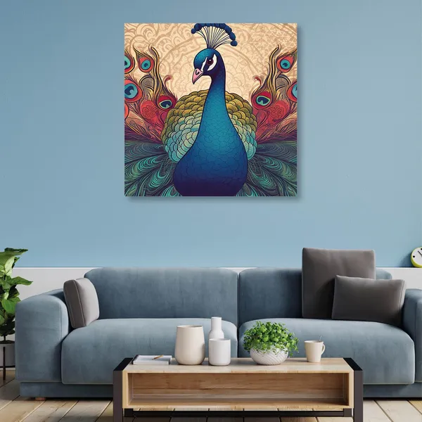 Wooden_Peacock_Canvas_Painting