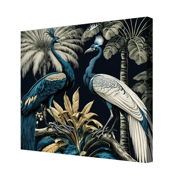 Peacock_Birds_Canvas_Wall_Art_With_Wooden_Frame