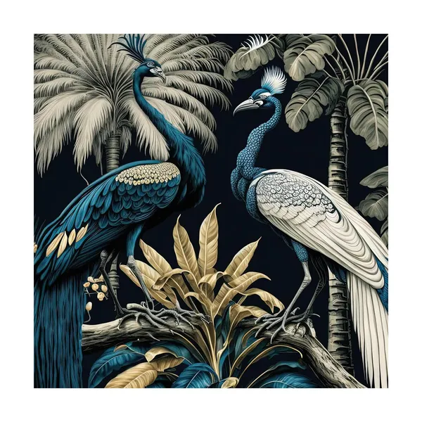 Peacock_Birds_Canvas_Wall_Art_With_Wooden_Frame