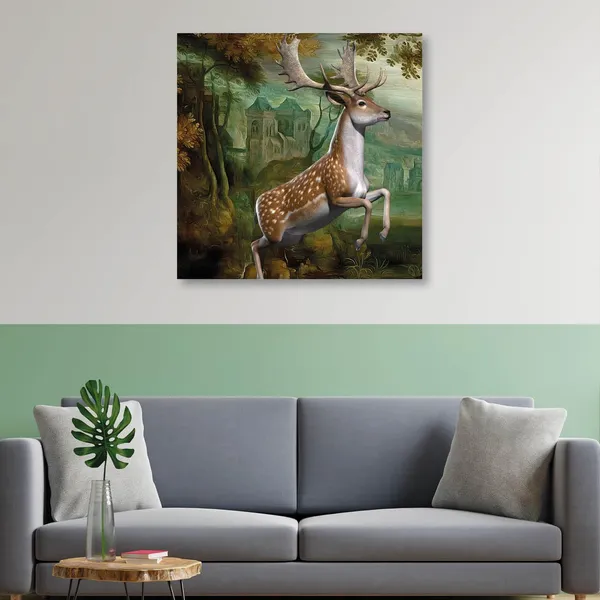 Deer_Canvas_Wall_Art_With_Wooden_Frame