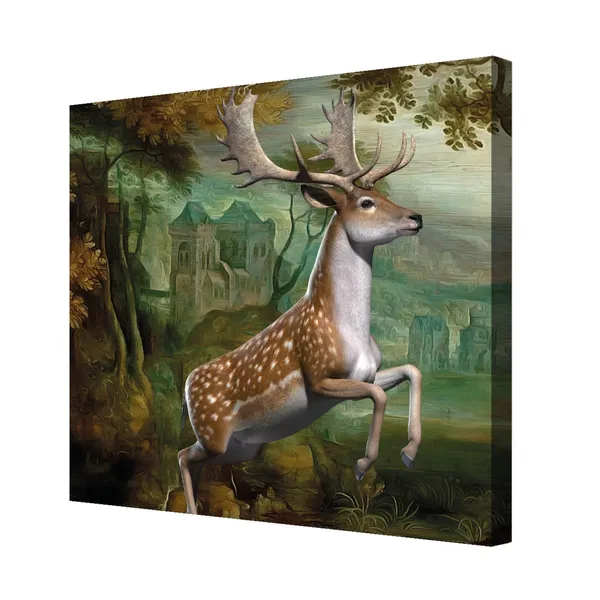 Deer_Canvas_Wall_Art_With_Wooden_Frame