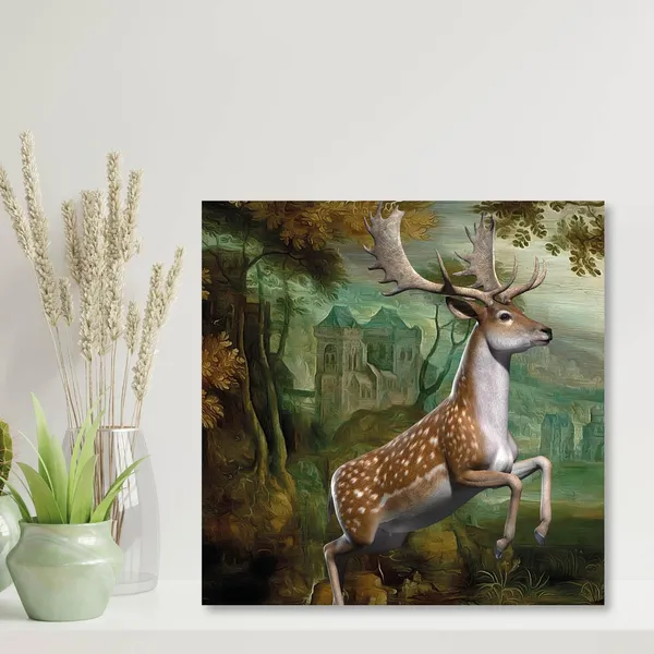 Deer_Canvas_Wall_Art_With_Wooden_Frame
