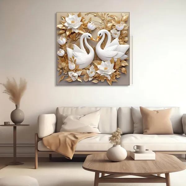 Swan_Wall_Art_Canvas_Painting_With_Wooden_Frame