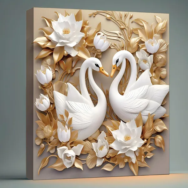 Swan_Wall_Art_Canvas_Painting_With_Wooden_Frame