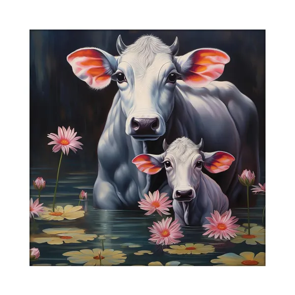 Cow_Family_Canvas_Wall_Art_With_Wooden_Frame