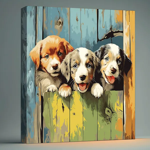 Dog_Wall_Art_Canvas_Painting_With_Wooden_Frame