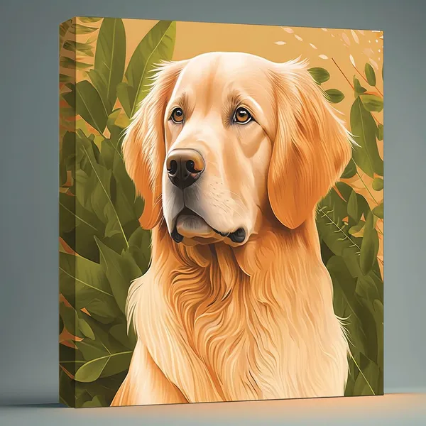Golden_Retriever_Canvas_Painting_With_Wood_Frame