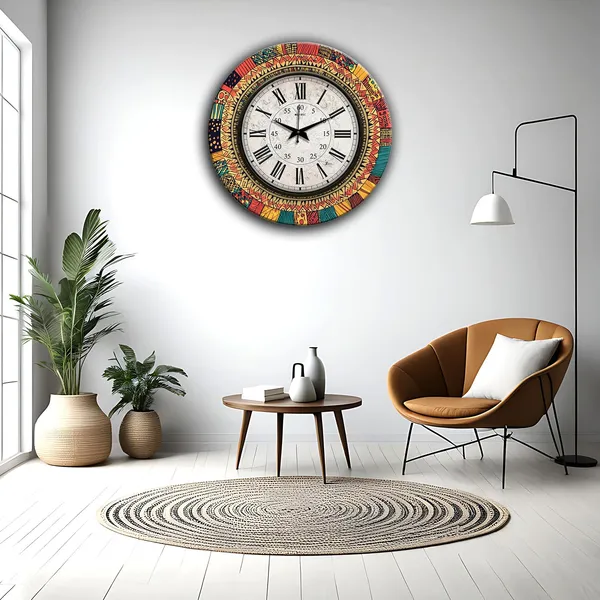 Rangoli_Glass_Wall_Clock
