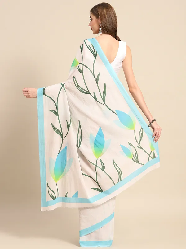 Blue_Floral_Printed_Pure_Cotton_Saree_For_Women