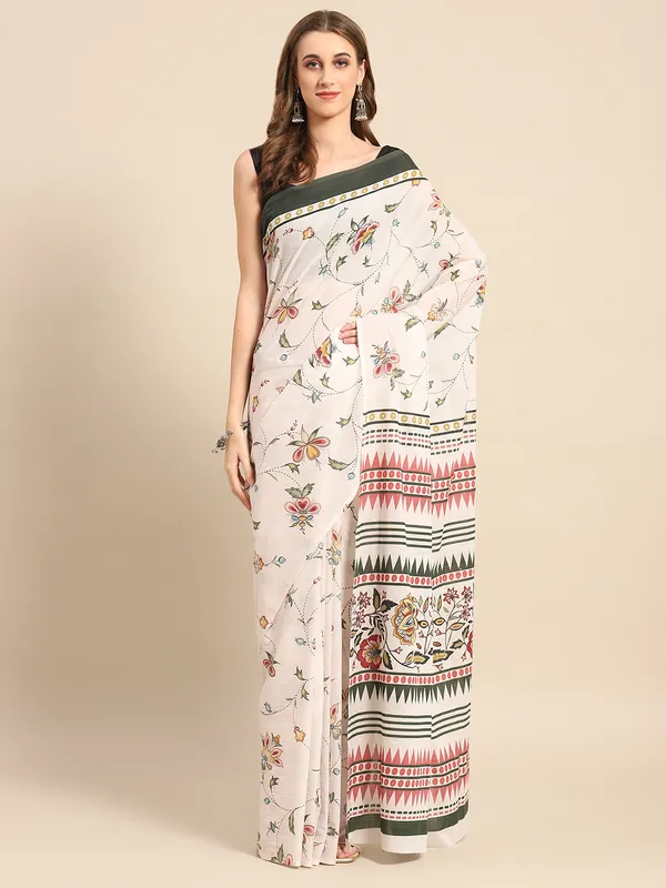 Multicolour_Floral_Printed_Pure_Cotton_Saree_For_Women